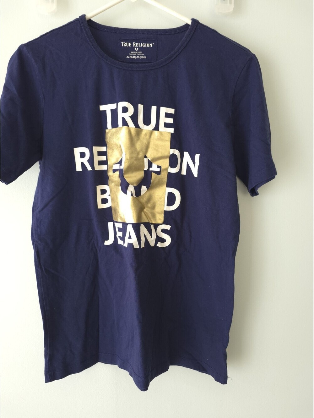 True Religion Square Logo Crew Graphic Print Men's T-Shirt Black Size XL 18/20